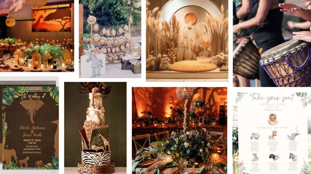 planche inspiration mariage thème safari africain