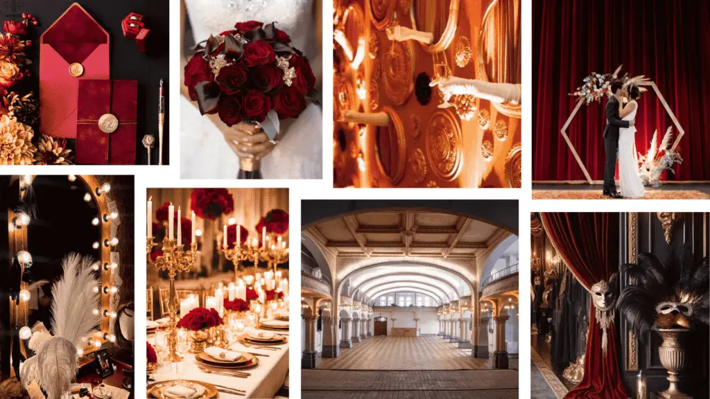 planche d'inspiration pour mariage thème théâtre