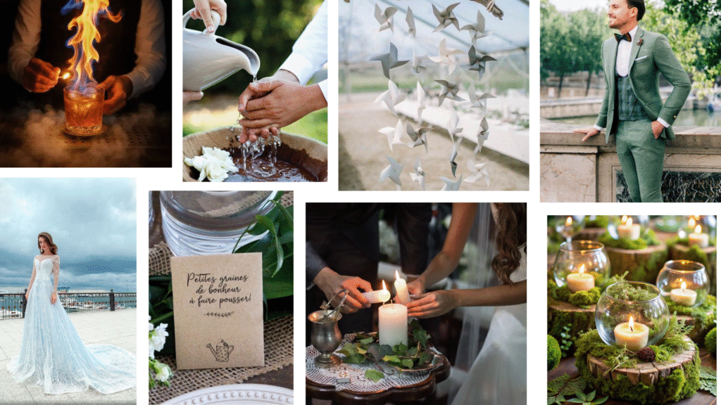 moodboard de mariage sur le thème des quatre éléments